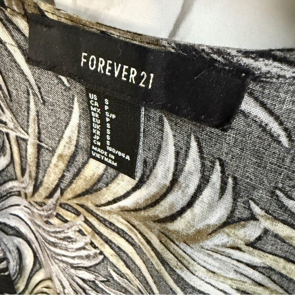 Forever 21 Leaf Jungle Tropic Open Front Lace Back Longline Duster Kimono SZ S - Picture 5 of 6